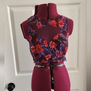 Victoria's Secret PINK Red Purple Lace XS High Neck Floral Bralette